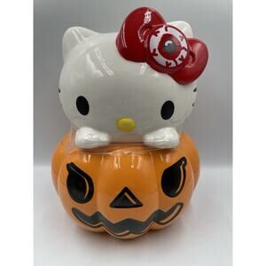New Hello Kitty Halloween Red Eye Bow Sculpted Canister Cookie Snack Candy Jar